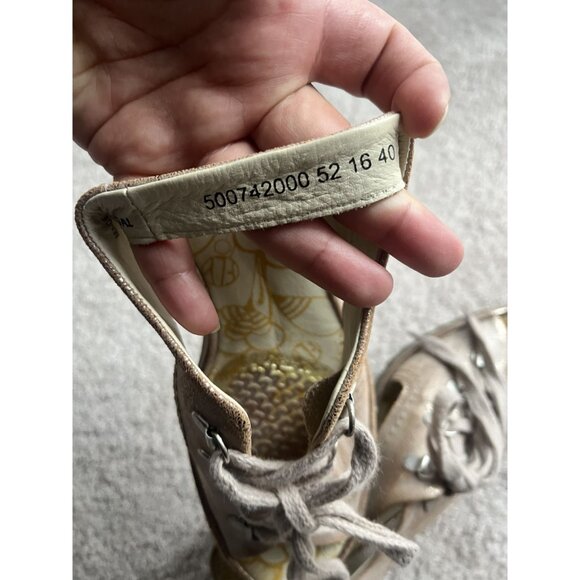 Fly London Flfa Womens Tan Leather lace Up Wedge Peep Toe Sandals size 9 Boho - Picture 7 of 8